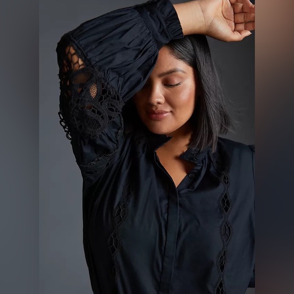 🍁🍂 NWT Anthropologie Cutwork Peasant Blouse Sz M - Picture 4 of 7